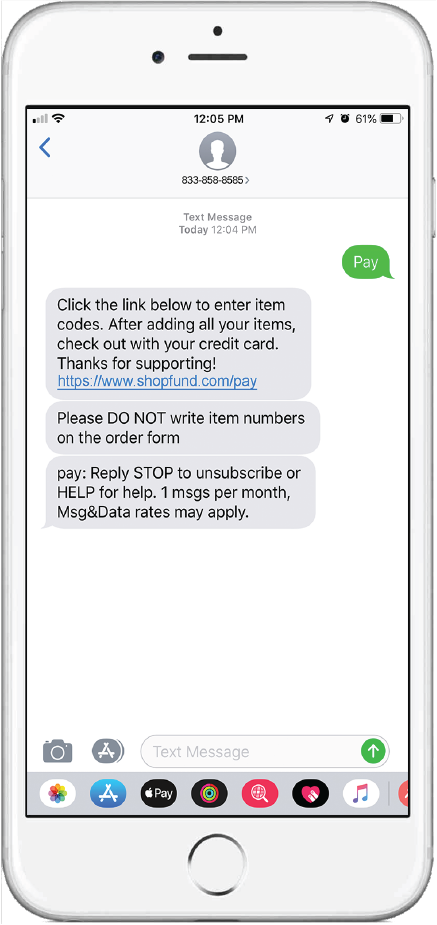 Text-to-Pay iPhone